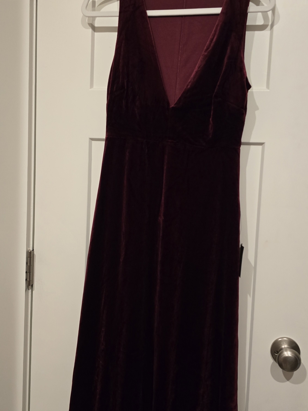 Lulu's Burgundy Velvet V-Neck Sleeveless Dress - Picture 2 of 7